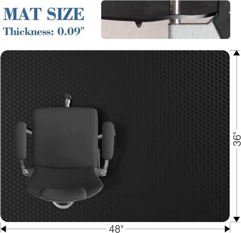 Tydle Chair Mat for Carpet 36" x 48" - 3D Geometric Chair Mat for Carpeted Floors, Plastic Floor Mat for Home Office, Black - Image 2